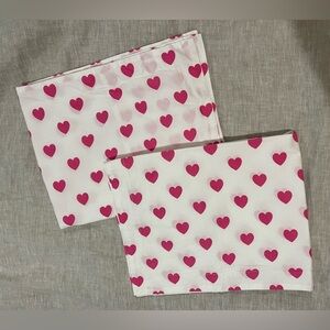 Company Kids (2) Standard White Pillow Cases with Pink Hearts